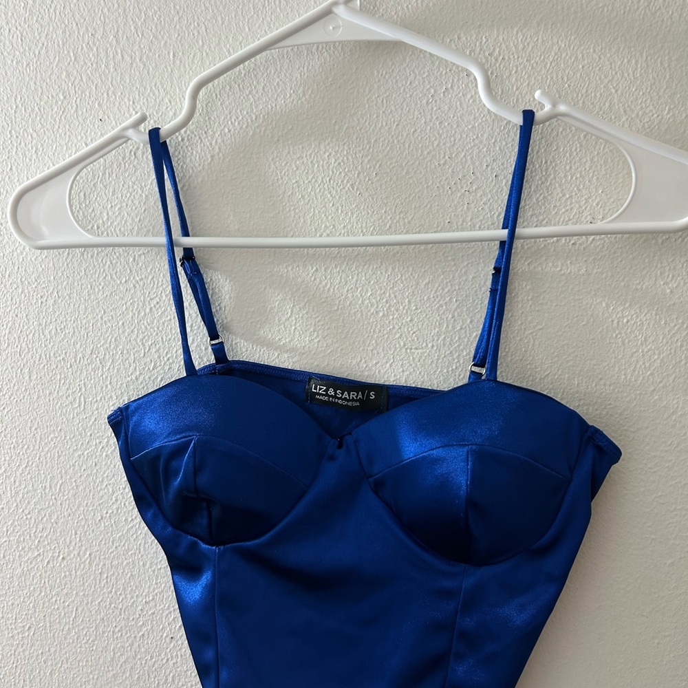 Women's Blue Satin Bustier ~ LIZ & SARA